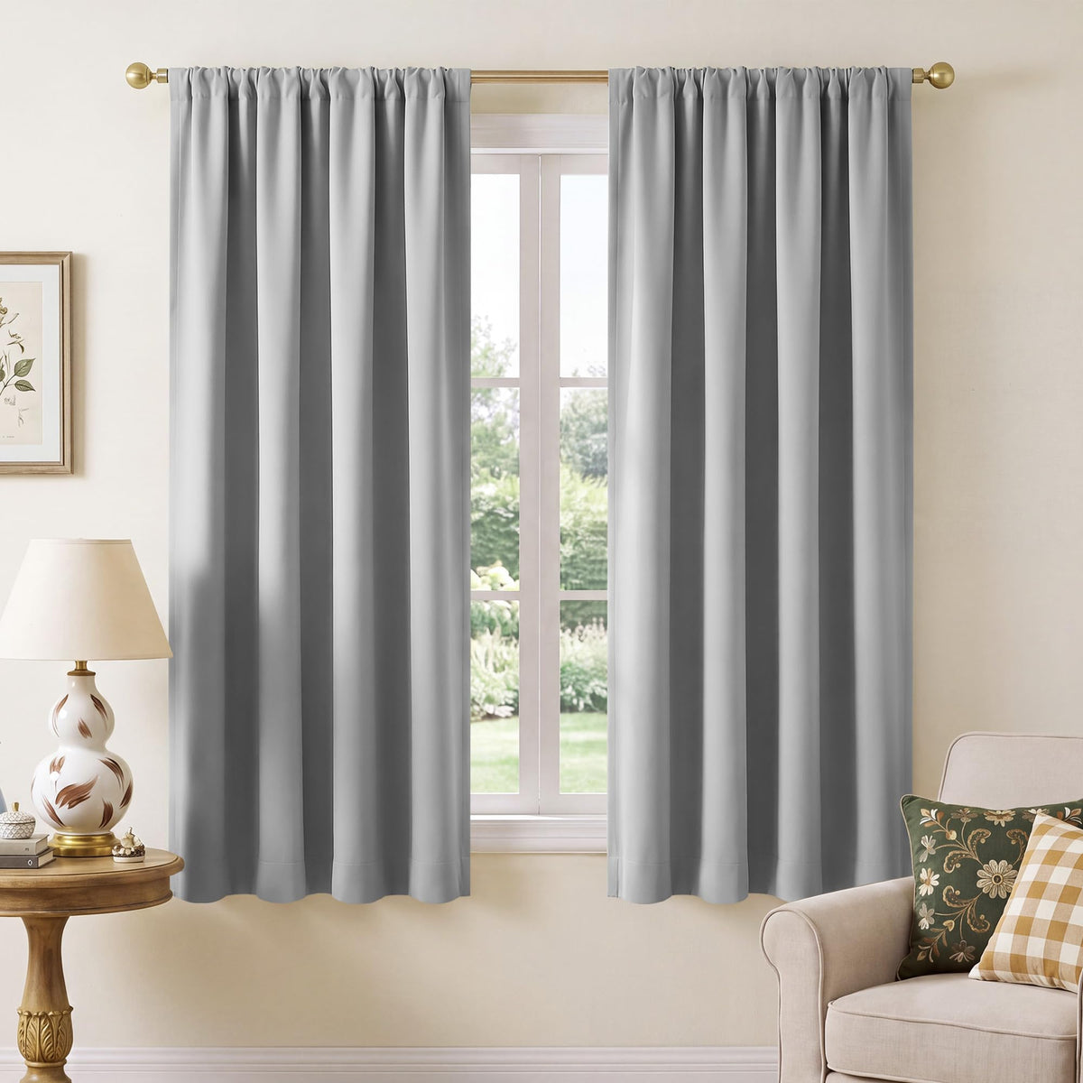 NICETOWN 100% Black Out Kitchen Curtains 36 Inch Length, W52xL36, 2 Panels