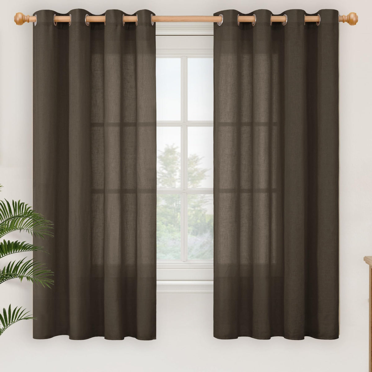 YoungsTex Linen Kitchen Window Curtains 40 Inch Length 2 Panels