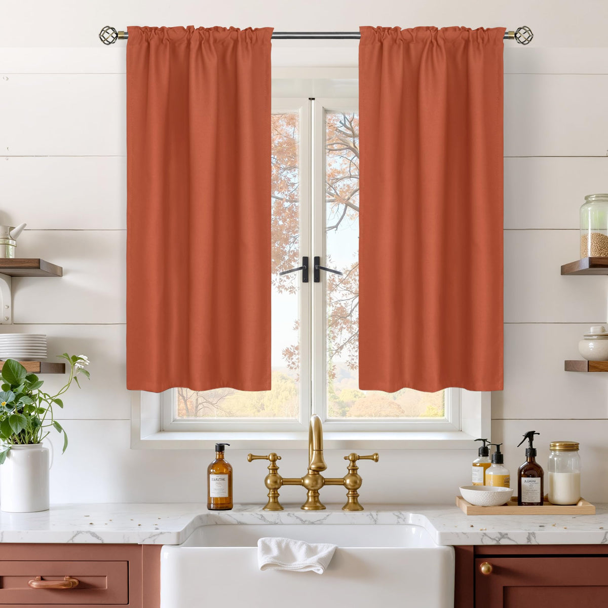 BGment Black Blackout Curtains 40 Inches Long for Kitchen Window 2 Panels