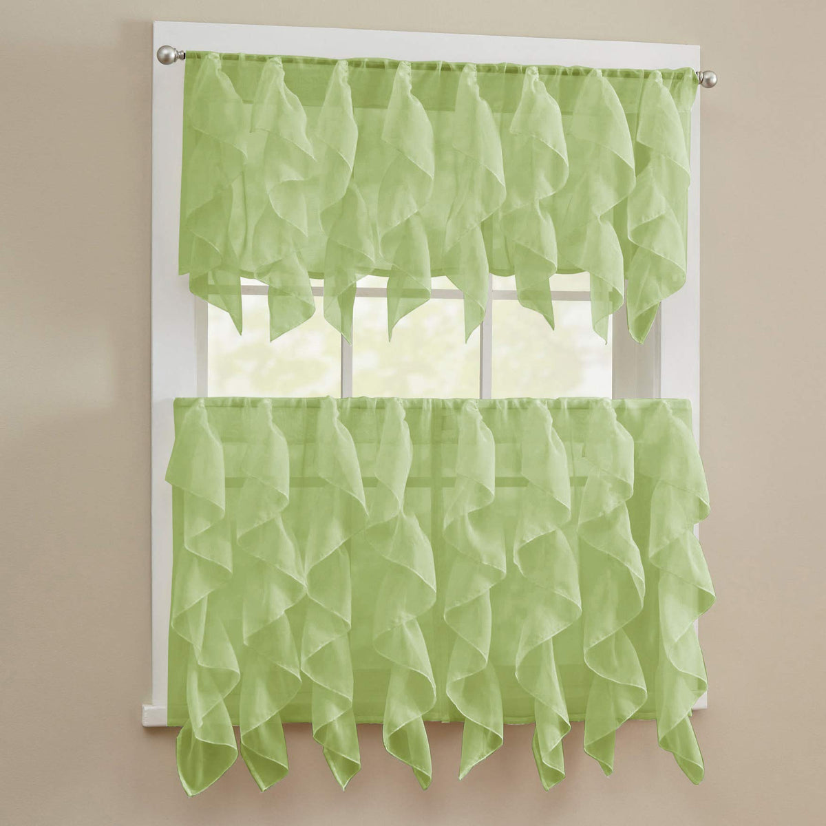 Sweet Home Collection Old World Style Floral Heavy Lace Kitchen Curtain Swag pair Hopewell Cream