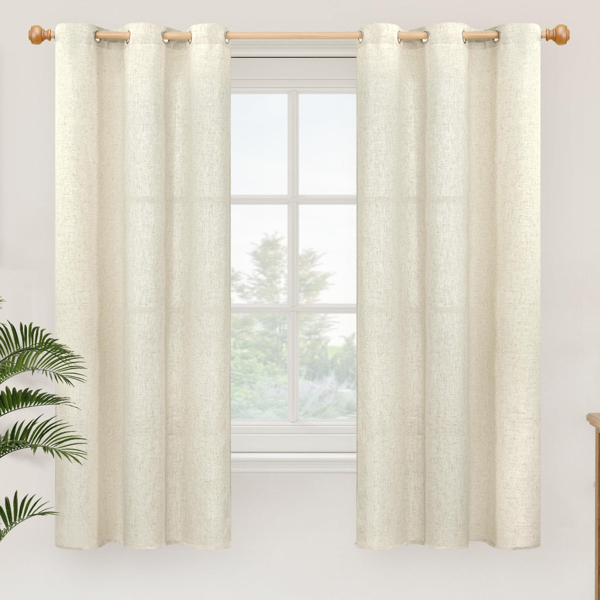 YoungsTex Linen Kitchen Window Curtains 40 Inch Length 2 Panels