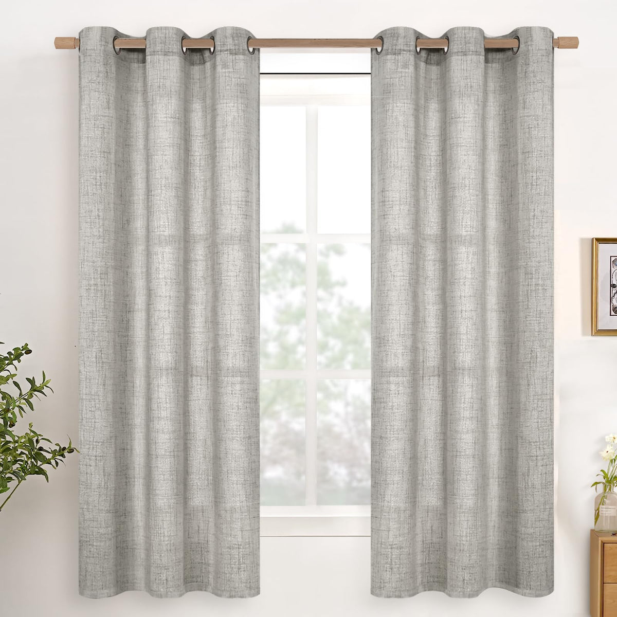 YoungsTex Linen Kitchen Window Curtains 40 Inch Length 2 Panels