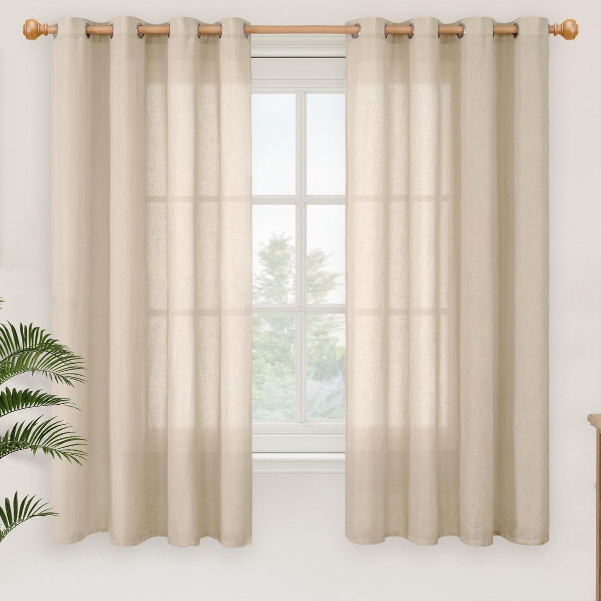 YoungsTex Linen Kitchen Window Curtains 40 Inch Length 2 Panels