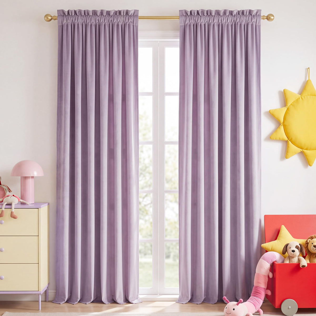 NICETOWN Black Out Velvet Curtains 63 inches Long for Kitchen