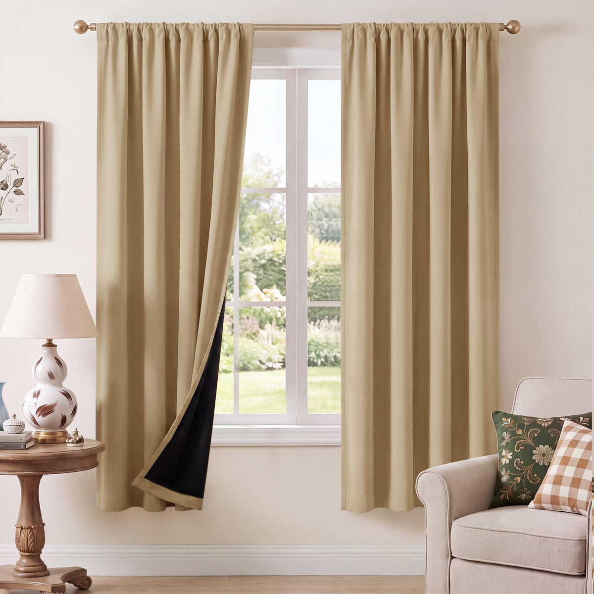 NICETOWN 100% Black Out Kitchen Curtains 36 Inch Length, W52xL36, 2 Panels