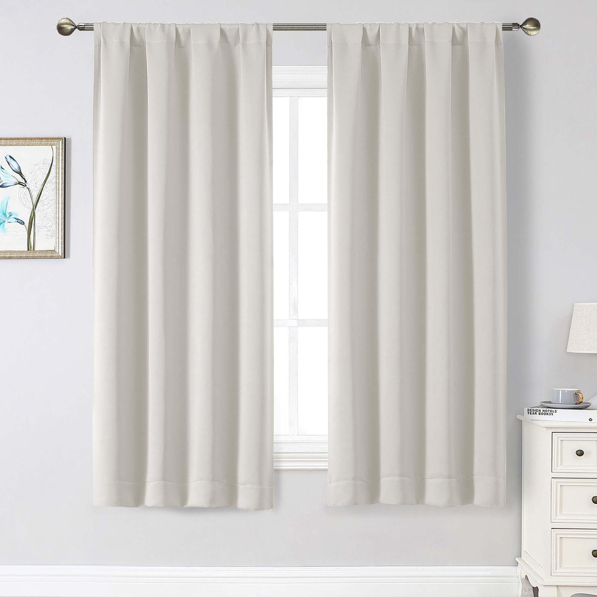 Black Cafe Blackout Curtains 36 Inch Length 2 Panels Set, Soft Solid Thermal Insulated Room Darkening Small Window Curtains for Kitchen Bathroom Basement, Black, Each, 40" Wx36 L