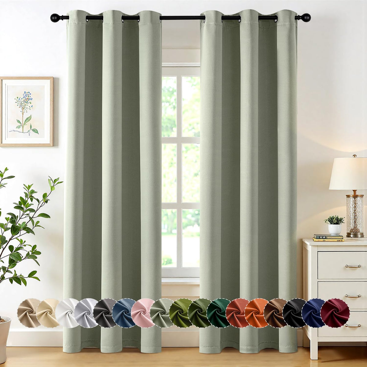 MIULEE Blackout Curtains for Bedroom 2 Panels 40 x 63 Inch Long Black