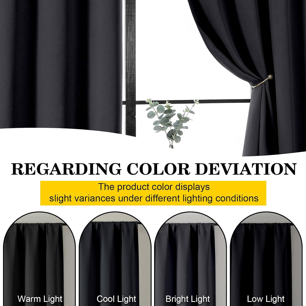 Black Cafe Blackout Curtains 36 Inch Length 2 Panels Set, Soft Solid Thermal Insulated Room Darkening Small Window Curtains for Kitchen Bathroom Basement, Black, Each, 40" Wx36 L