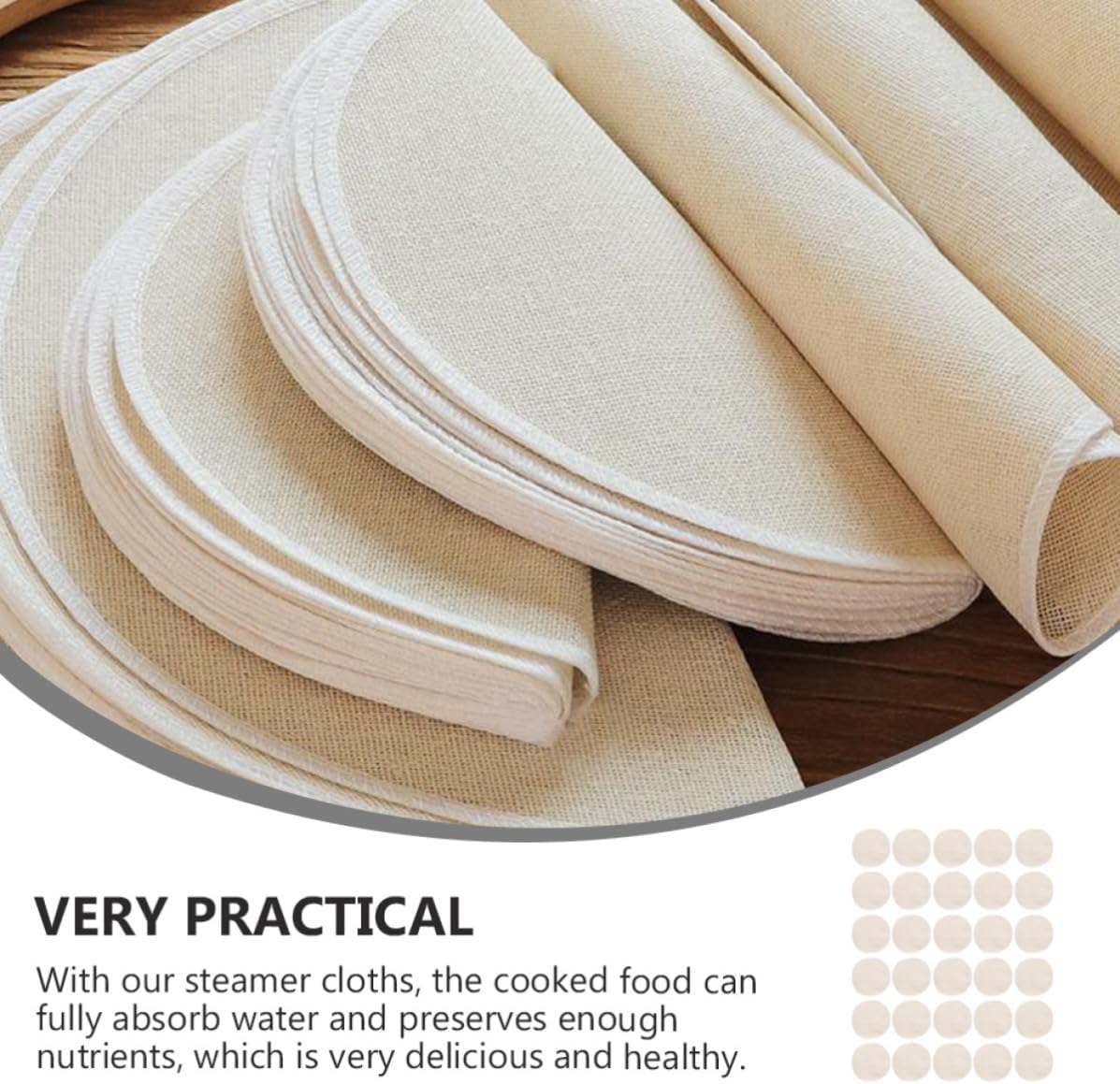30pcs Cotton Steamer Mats, Reusable Cloth Liners for Dumplings