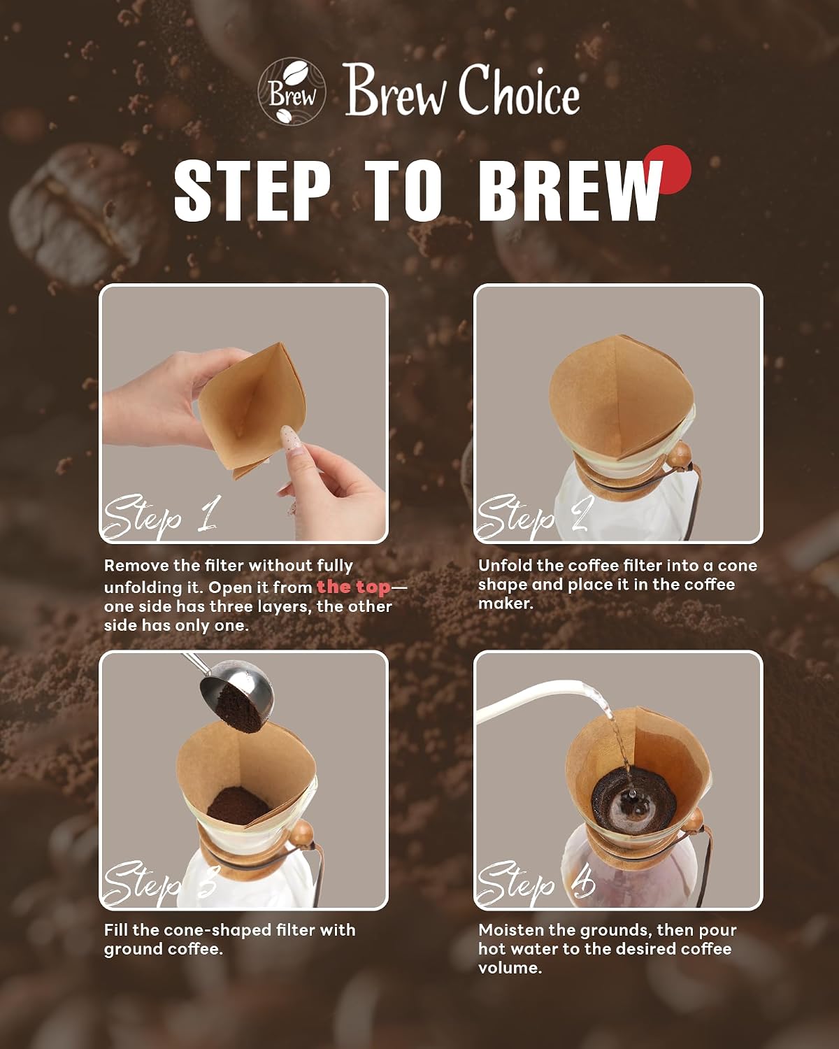 100 Count Unbleached Coffee Filters for Chemex Coffee Maker