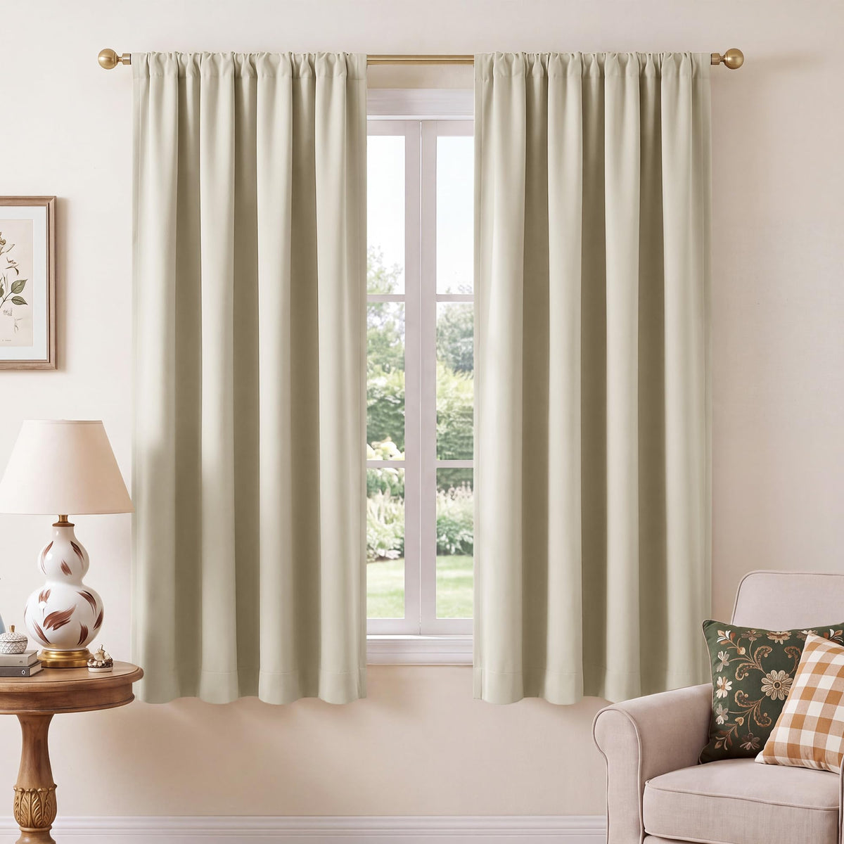 NICETOWN 100% Black Out Kitchen Curtains 36 Inch Length, W52xL36, 2 Panels