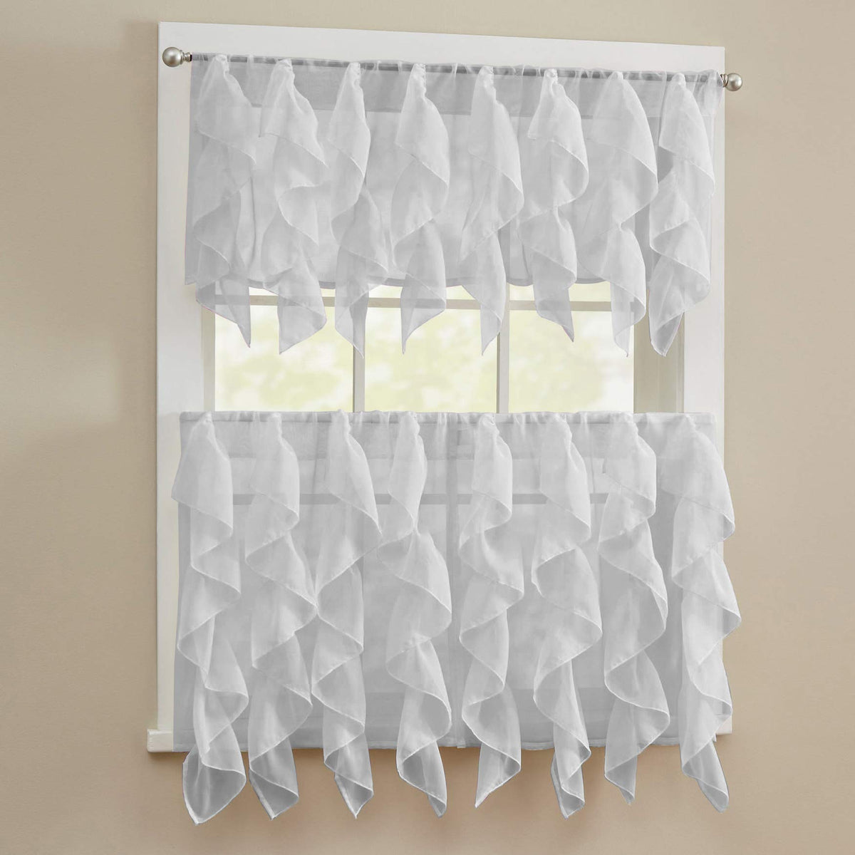 Sweet Home Collection Old World Style Floral Heavy Lace Kitchen Curtain Swag pair Hopewell Cream