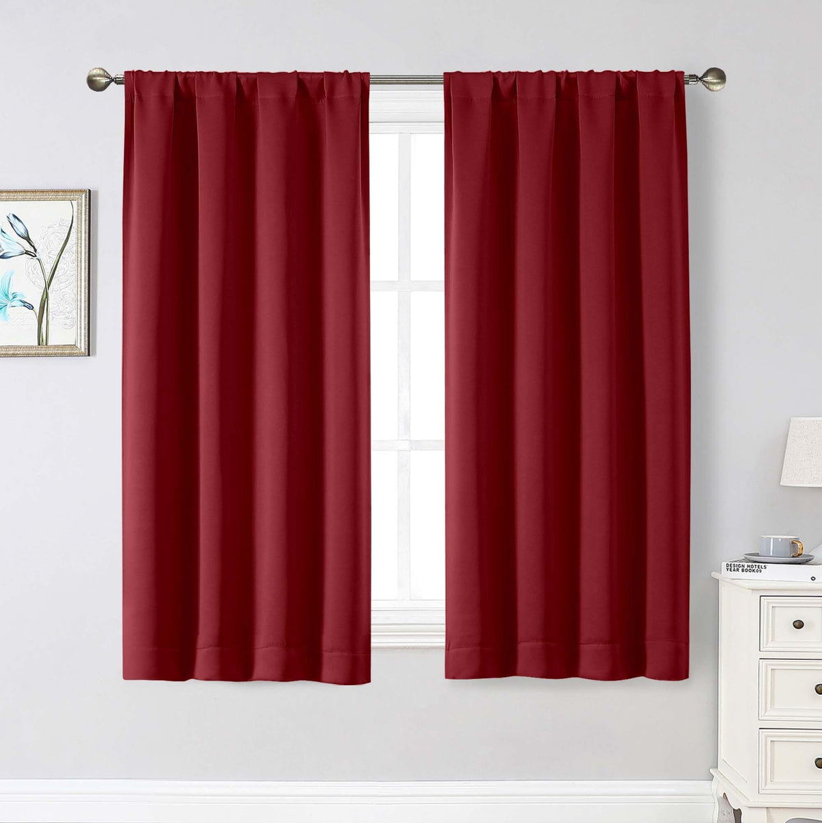 Black Cafe Blackout Curtains 36 Inch Length 2 Panels Set, Soft Solid Thermal Insulated Room Darkening Small Window Curtains for Kitchen Bathroom Basement, Black, Each, 40" Wx36 L