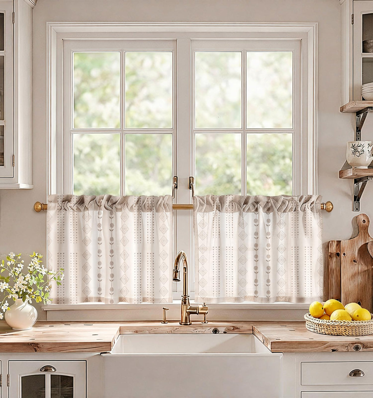 Miss Adola 36 Inch Length Kitchen Tier Curtains, Vintage Floral