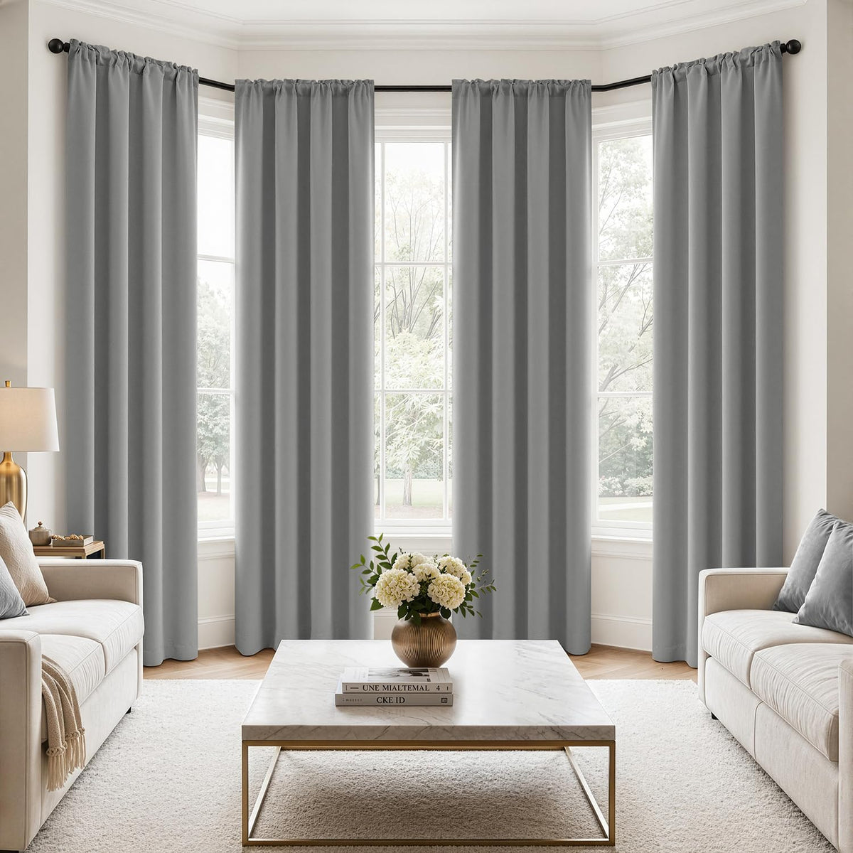 MIULEE Short 36 Inch Blackout Kitchen Window Curtain Black Set of 4 Panels