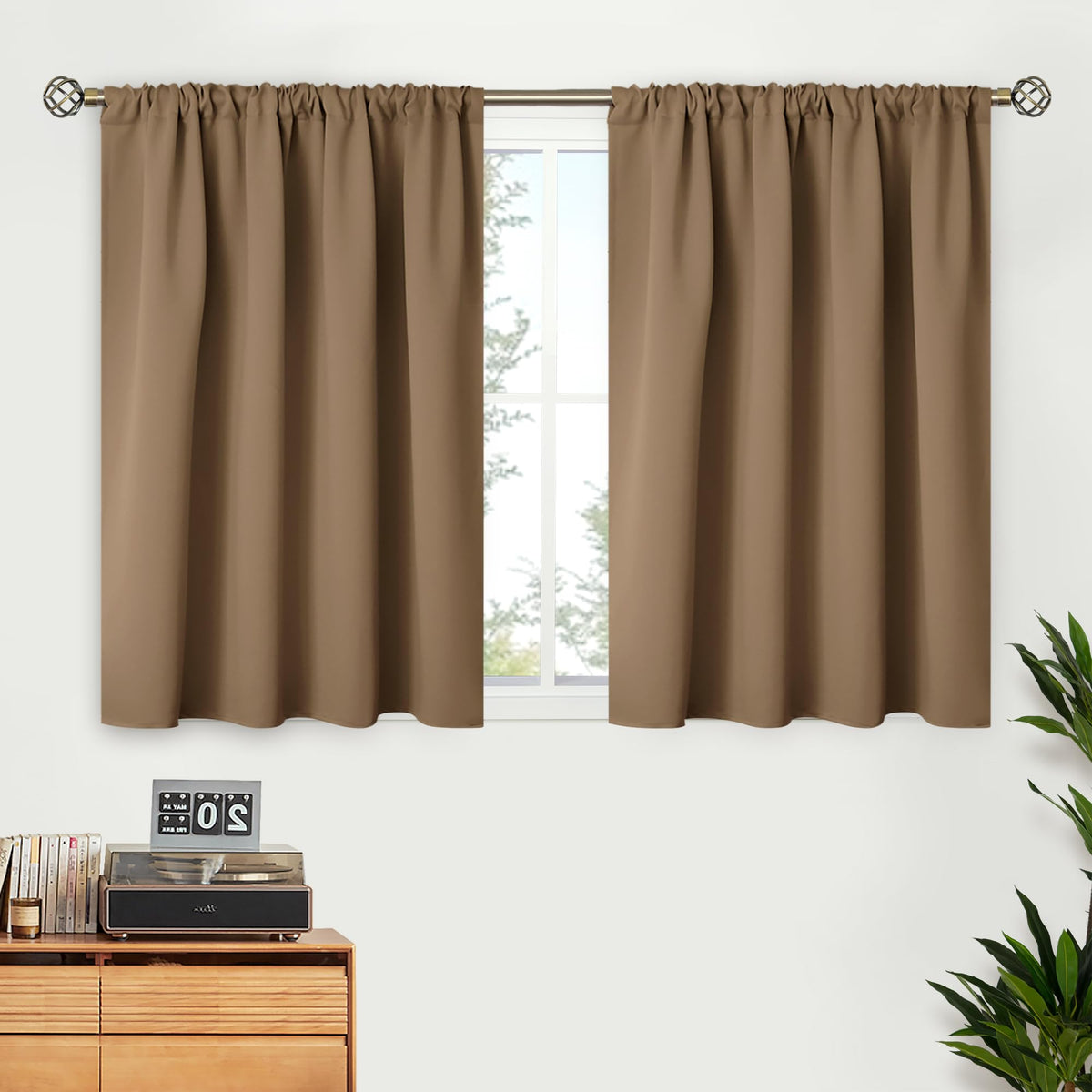 BGment Black Blackout Curtains 40 Inches Long for Kitchen Window 2 Panels