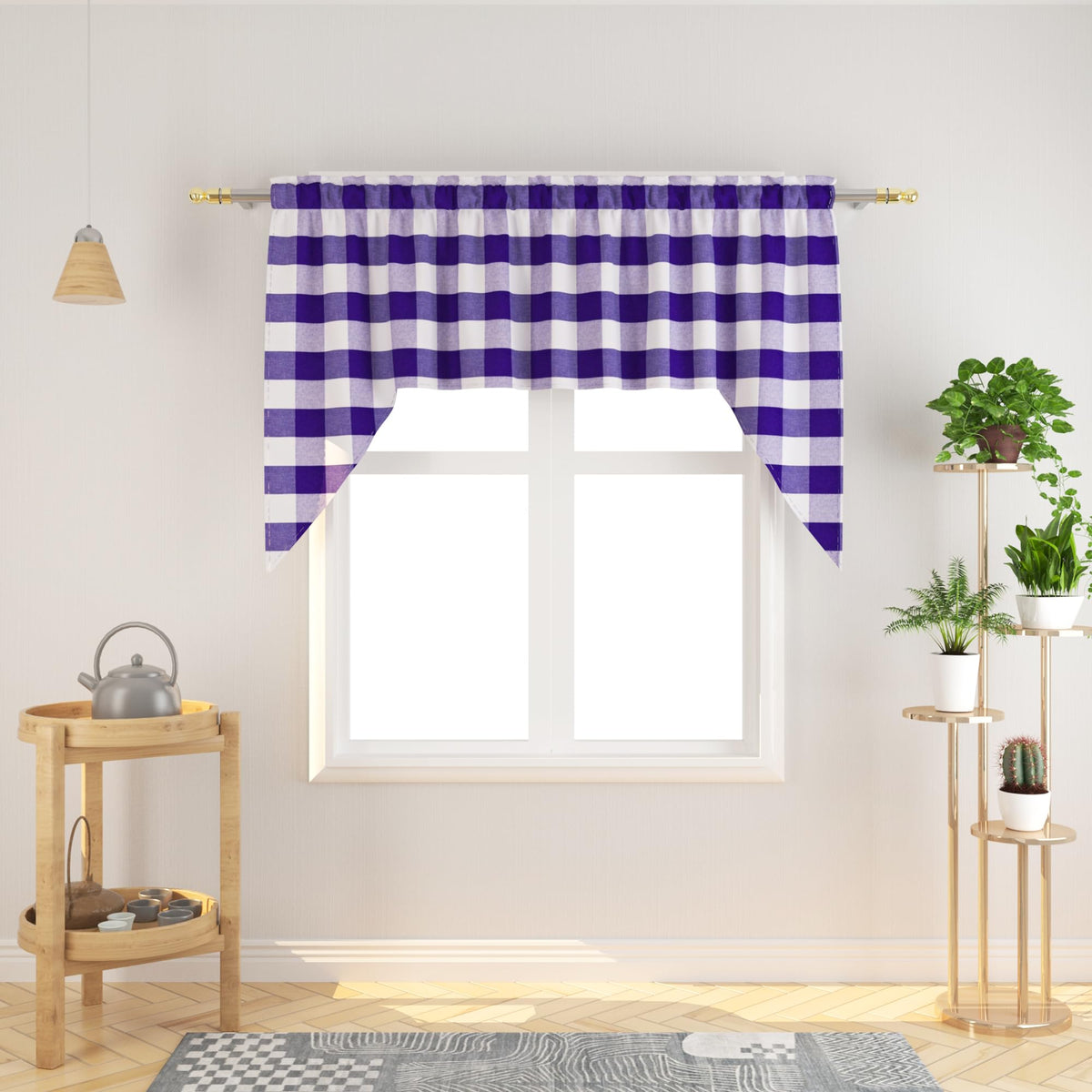 Buffalo Check Kitchen Tier Curtain 24 inches Long Plaid Gingham Rod Pocket Classic Cafe Curtains Country Farmhouse Kitchen Half Window Curtains 2 Panels Beige & White