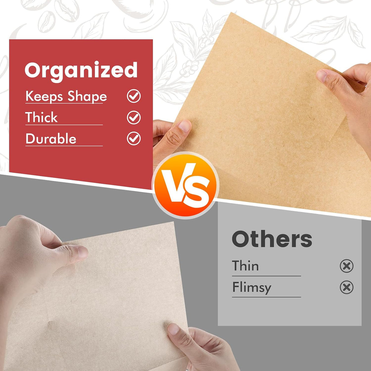 Pre-Folded Unbleached Cone Coffee Filters – Premium Thick Paper, Compatible with Pour-Over Coffee Makers (240 Filters)