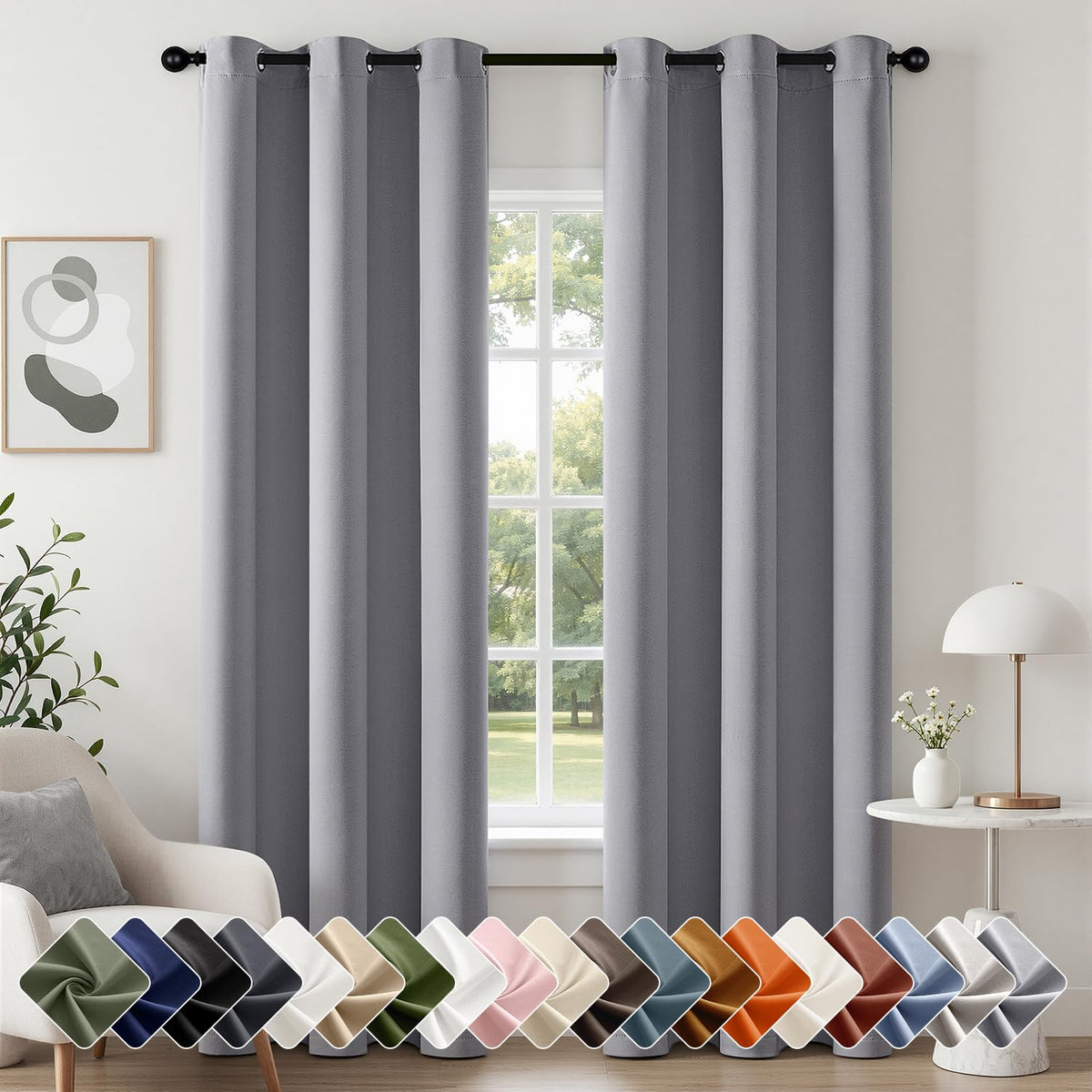 Short Navy Blue Blackout Kitchen Curtain W40 x L45 Inch 2 Panels