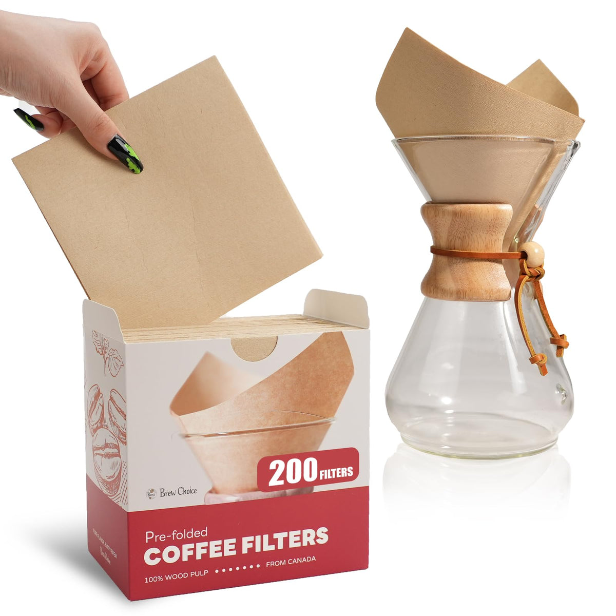 200 ct Coffee Filters, for Pour-Over Coffee Makers, 5-13 Cups
