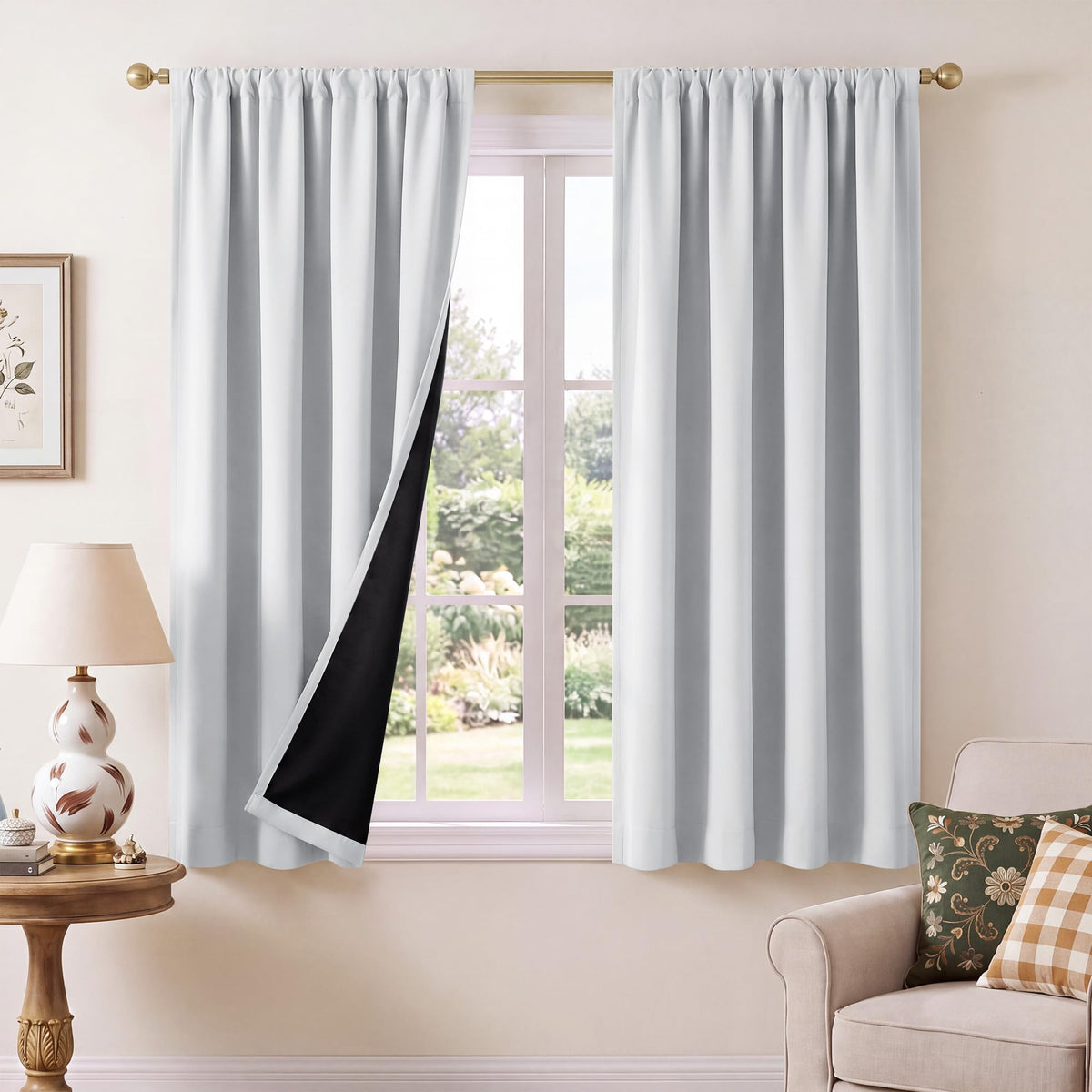 NICETOWN 100% Black Out Kitchen Curtains 36 Inch Length, W52xL36, 2 Panels