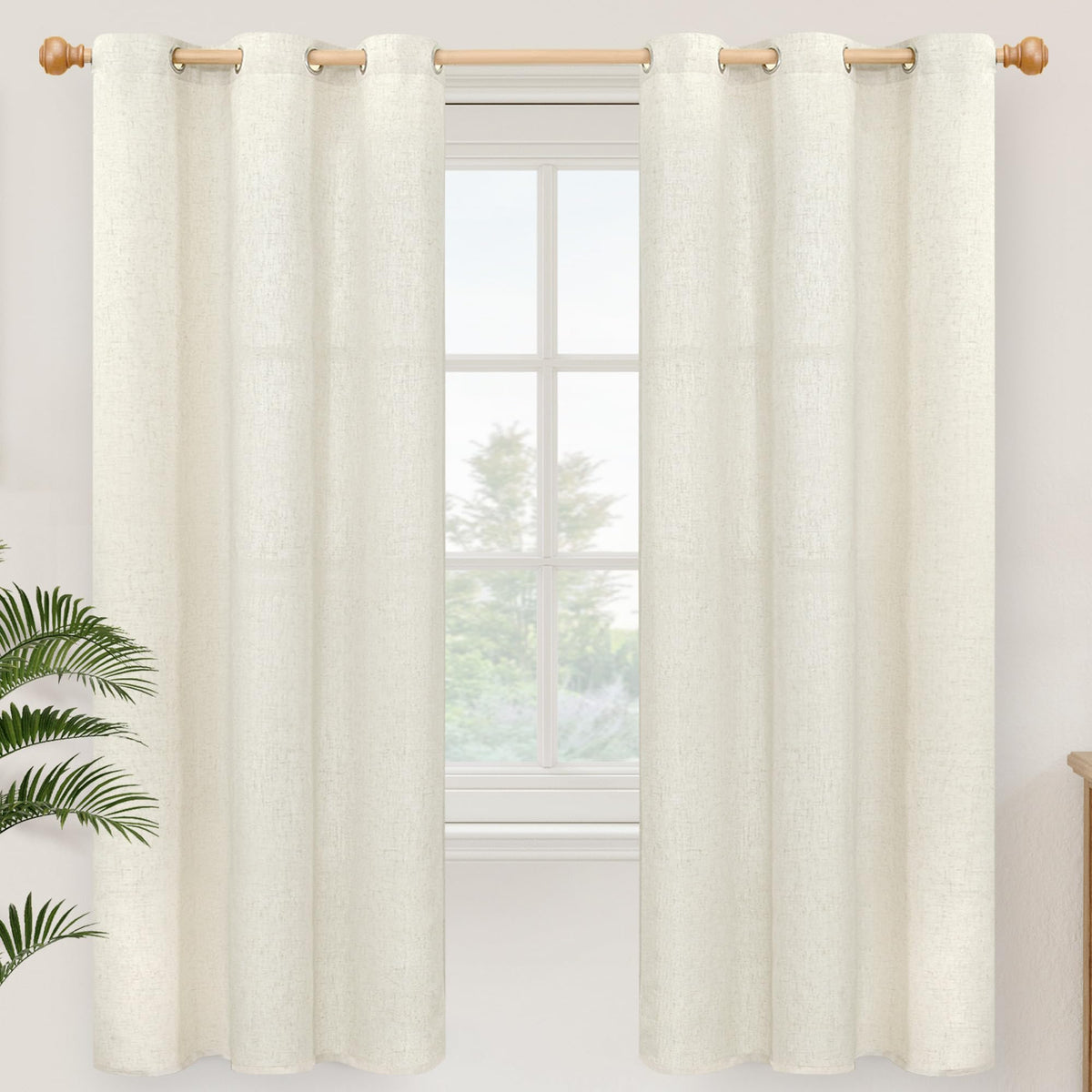 YoungsTex Linen Kitchen Window Curtains 40 Inch Length 2 Panels