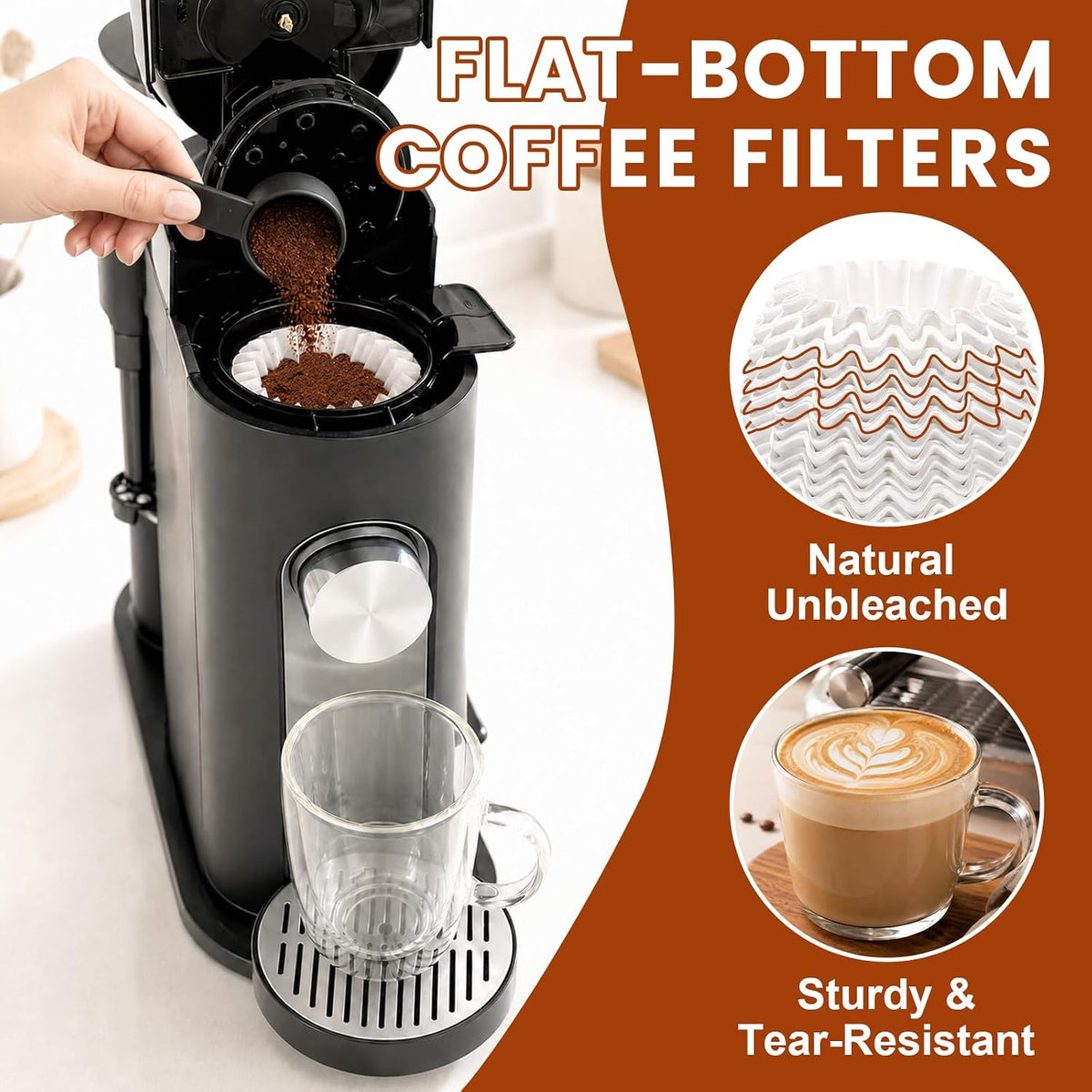 200 Count 1-2 Cup Small Coffee Filters, Disposable White Basket Paper Filters Compatible with 155 Size Pour Over Drippers & Single Serve Coffee Makers