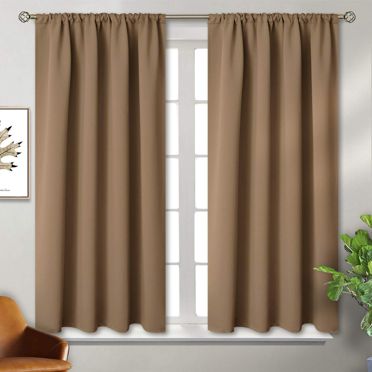 BGment Black Blackout Curtains 40 Inches Long for Kitchen Window 2 Panels