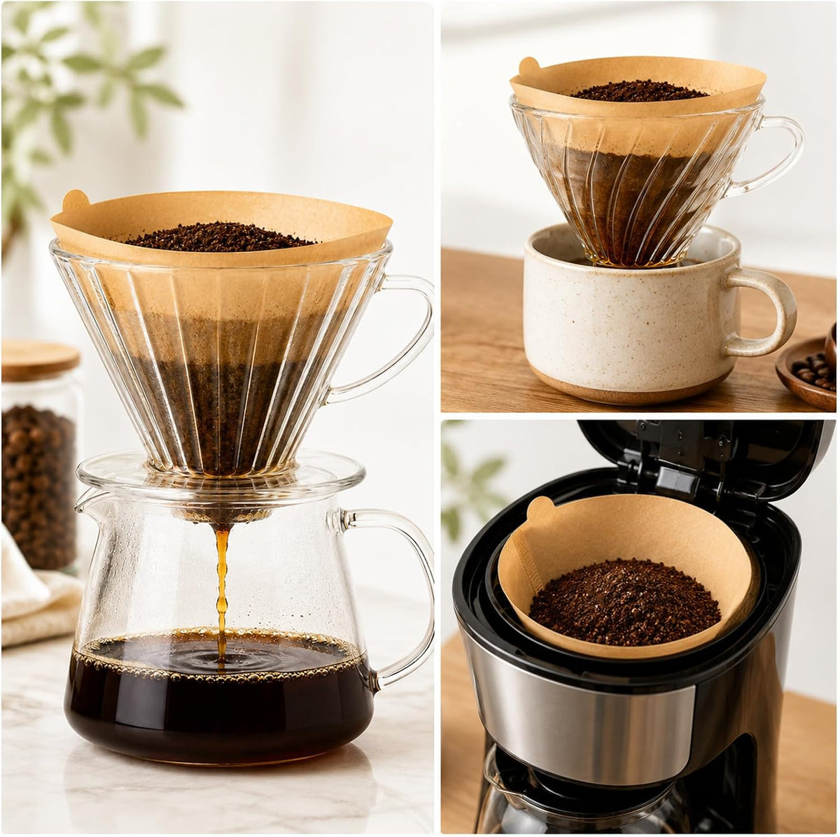 Coffee Filters #4 Cone, 800 Count #4 Cone Coffee Filters for 8-12 Cup Drip Coffee Maker, Disposable Paper Coffee Filters for Pour Over Coffee, Daily Home and Office Brewing