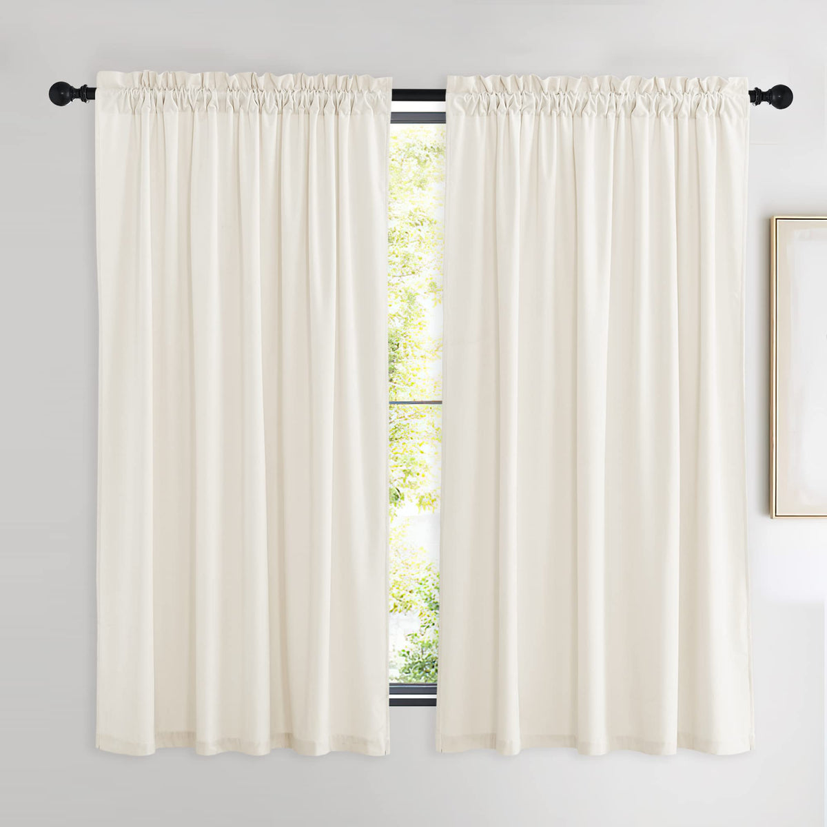 NICETOWN Black Out Velvet Curtains 63 inches Long for Kitchen