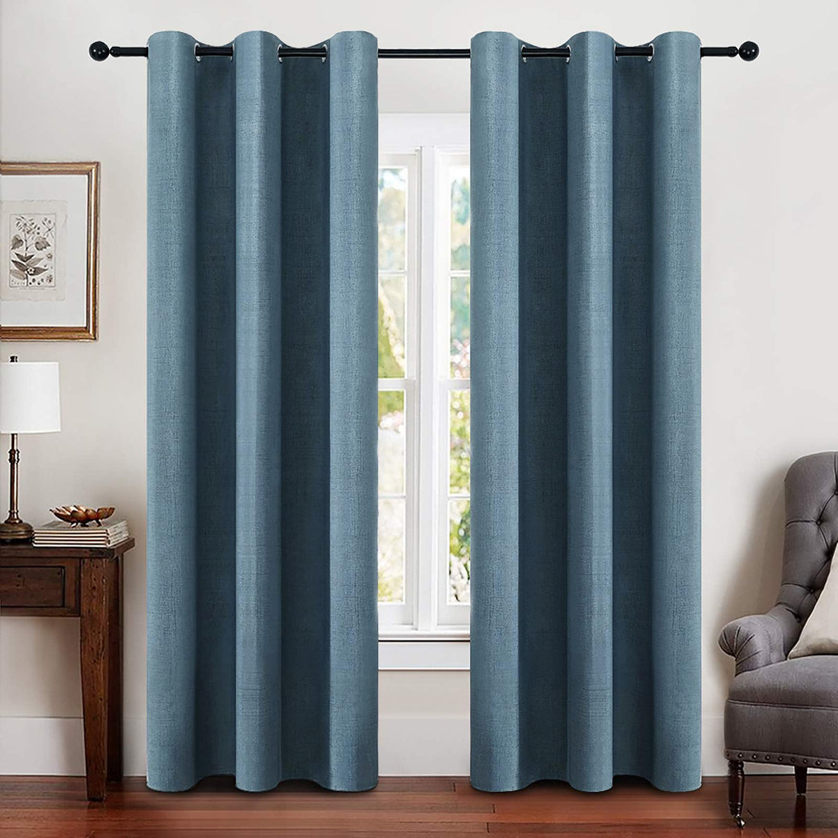 MIULEE 100% Blackout Linen Curtains for Bedroom 52x54 Inches Natural Beige