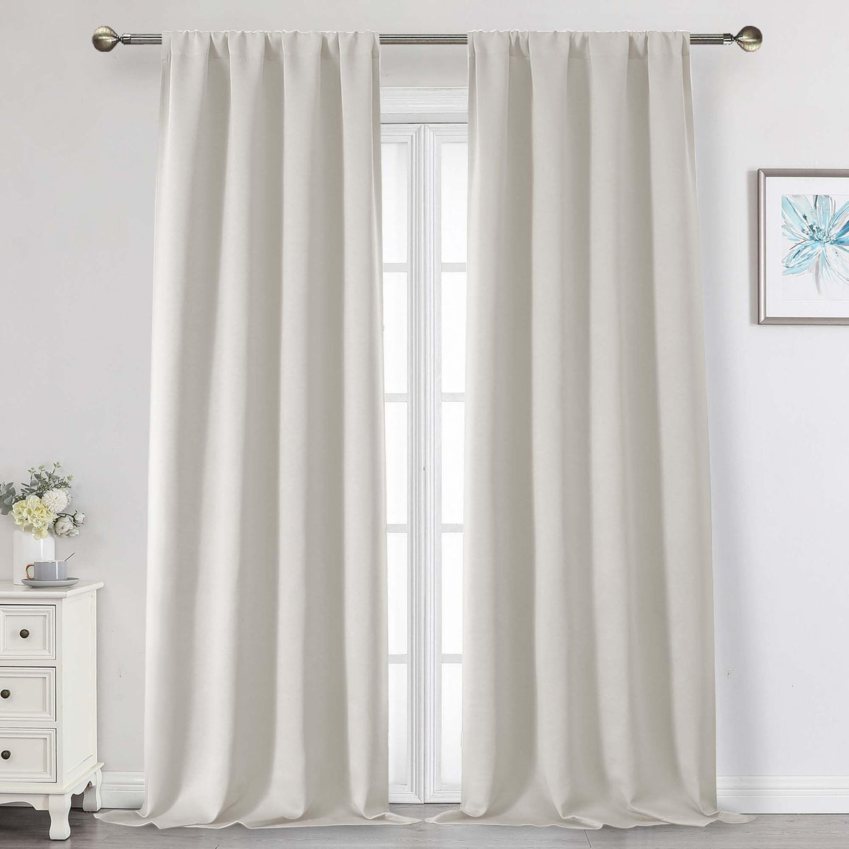 Black Cafe Blackout Curtains 36 Inch Length 2 Panels Set, Soft Solid Thermal Insulated Room Darkening Small Window Curtains for Kitchen Bathroom Basement, Black, Each, 40" Wx36 L