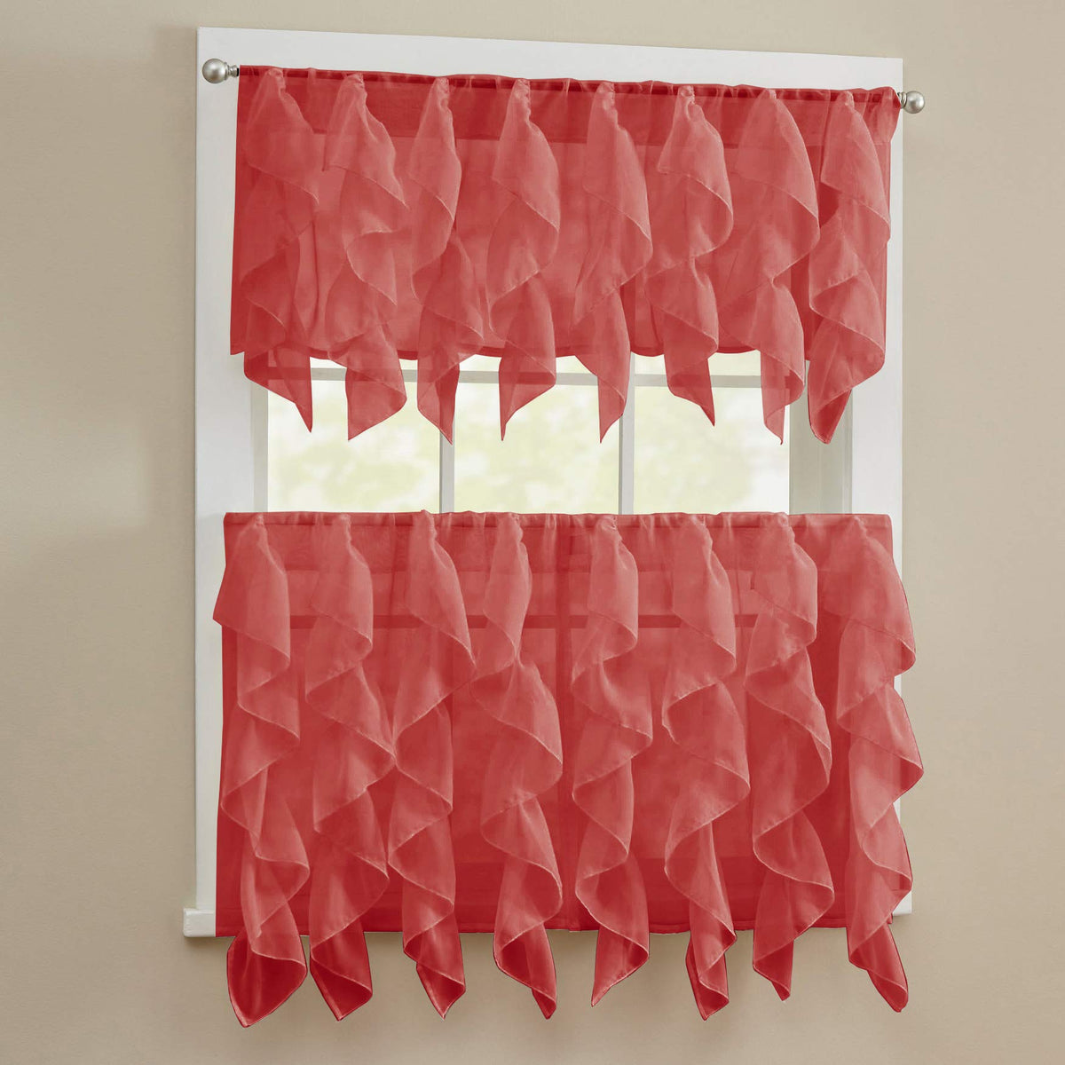 Sweet Home Collection Old World Style Floral Heavy Lace Kitchen Curtain Swag pair Hopewell Cream