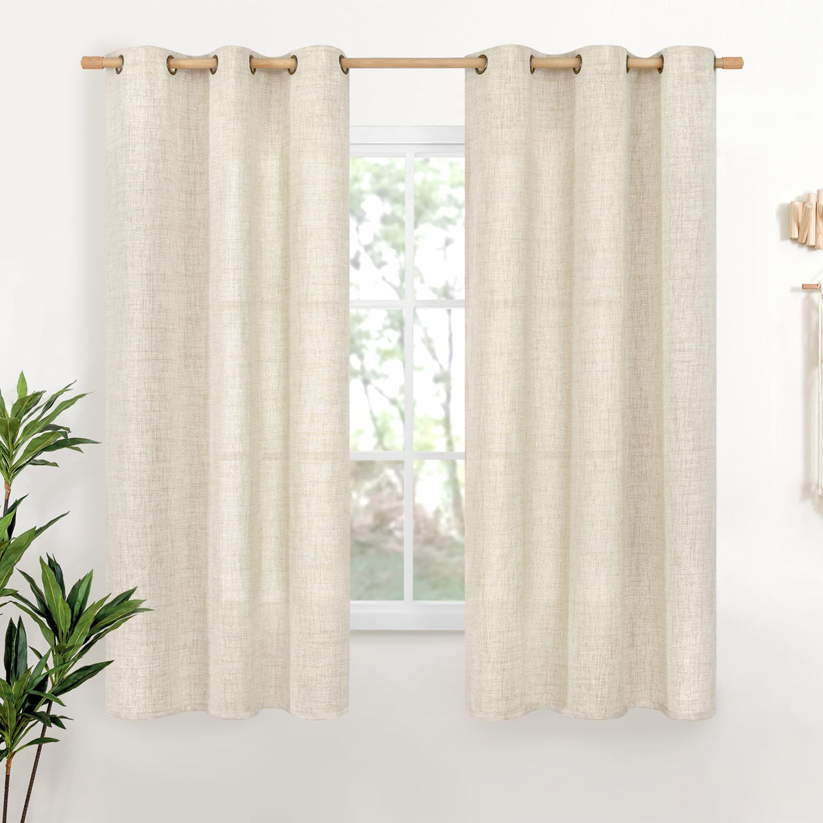 YoungsTex Linen Kitchen Window Curtains 40 Inch Length 2 Panels