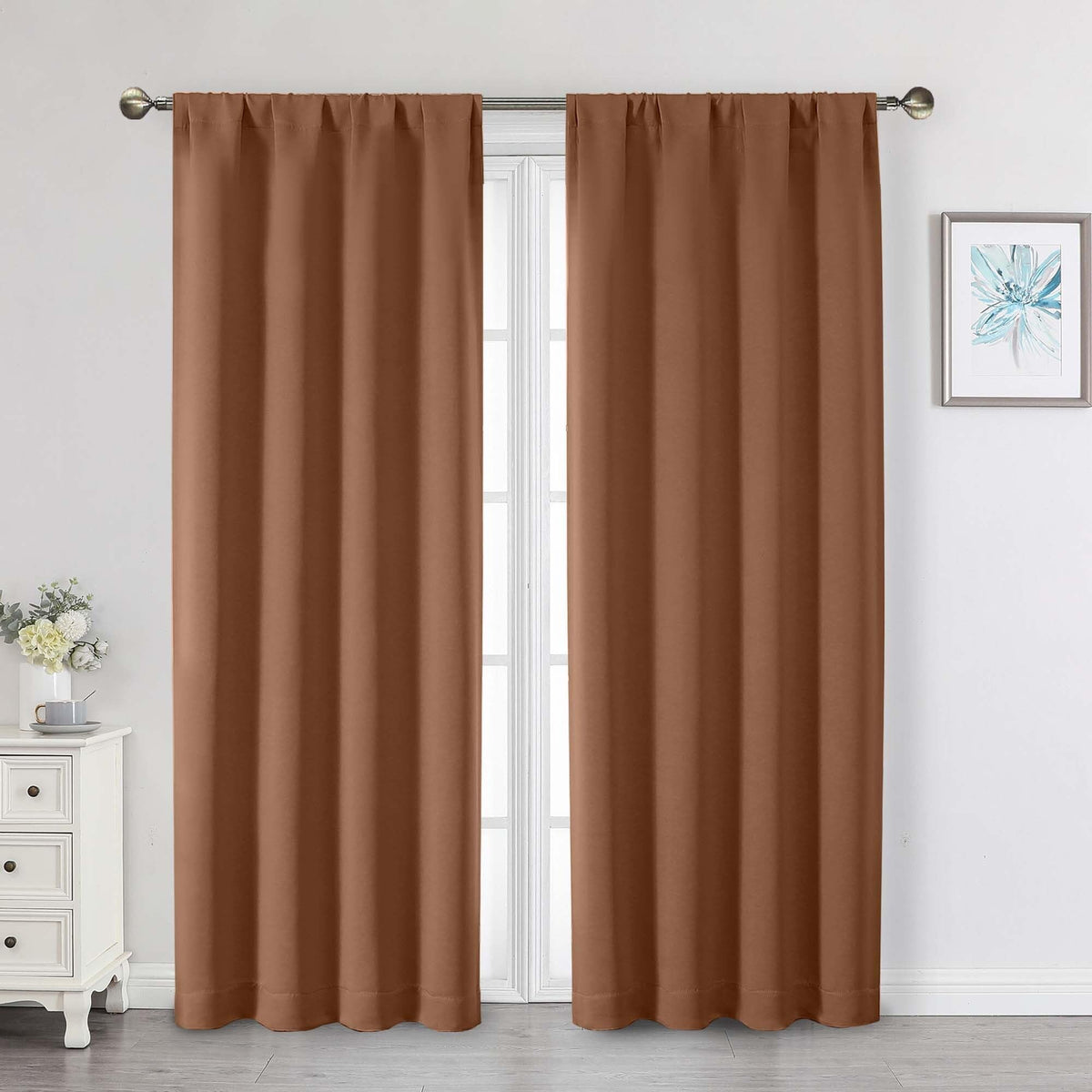 Black Cafe Blackout Curtains 36 Inch Length 2 Panels Set, Soft Solid Thermal Insulated Room Darkening Small Window Curtains for Kitchen Bathroom Basement, Black, Each, 40" Wx36 L