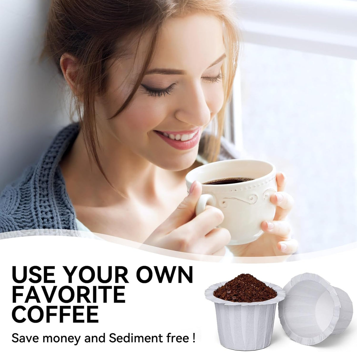 Fanativita 200ct Disposable Coffee Filters for Reusable K Cups, White