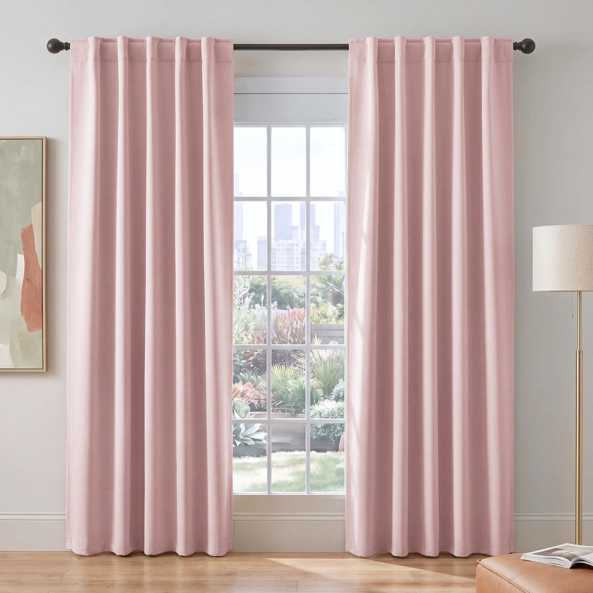PONY DANCE Black Kitchen Blackout Curtains Over Sink, W 42 x L 45 inches