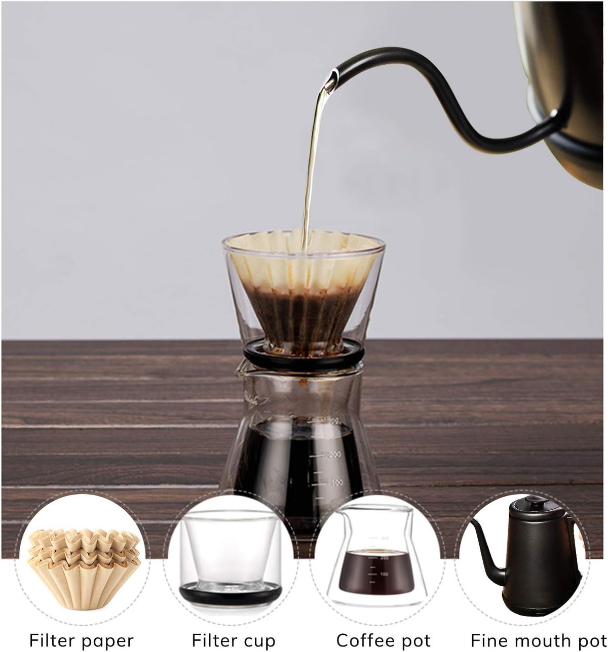 EUSOAR 1-4 Cup Disposable Coffee Filters, 100 count Filter Replacement, Natural Brown Unbleached, fit small Basket Style Single Serve Coffee Makers, for Home Office Use Pour Over and Drip Coffee Maker