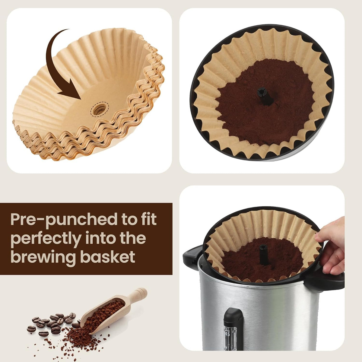Coffee Paper Filter for Hamilton Beach Coffee Urn 45 Cup, 120 Pcs