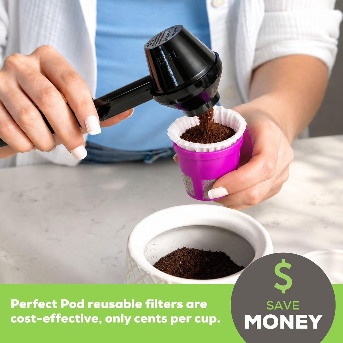 Perfect Pod Café Filters Paper Liners for Reusable K-Cup Coffee Pod, 200 Ct