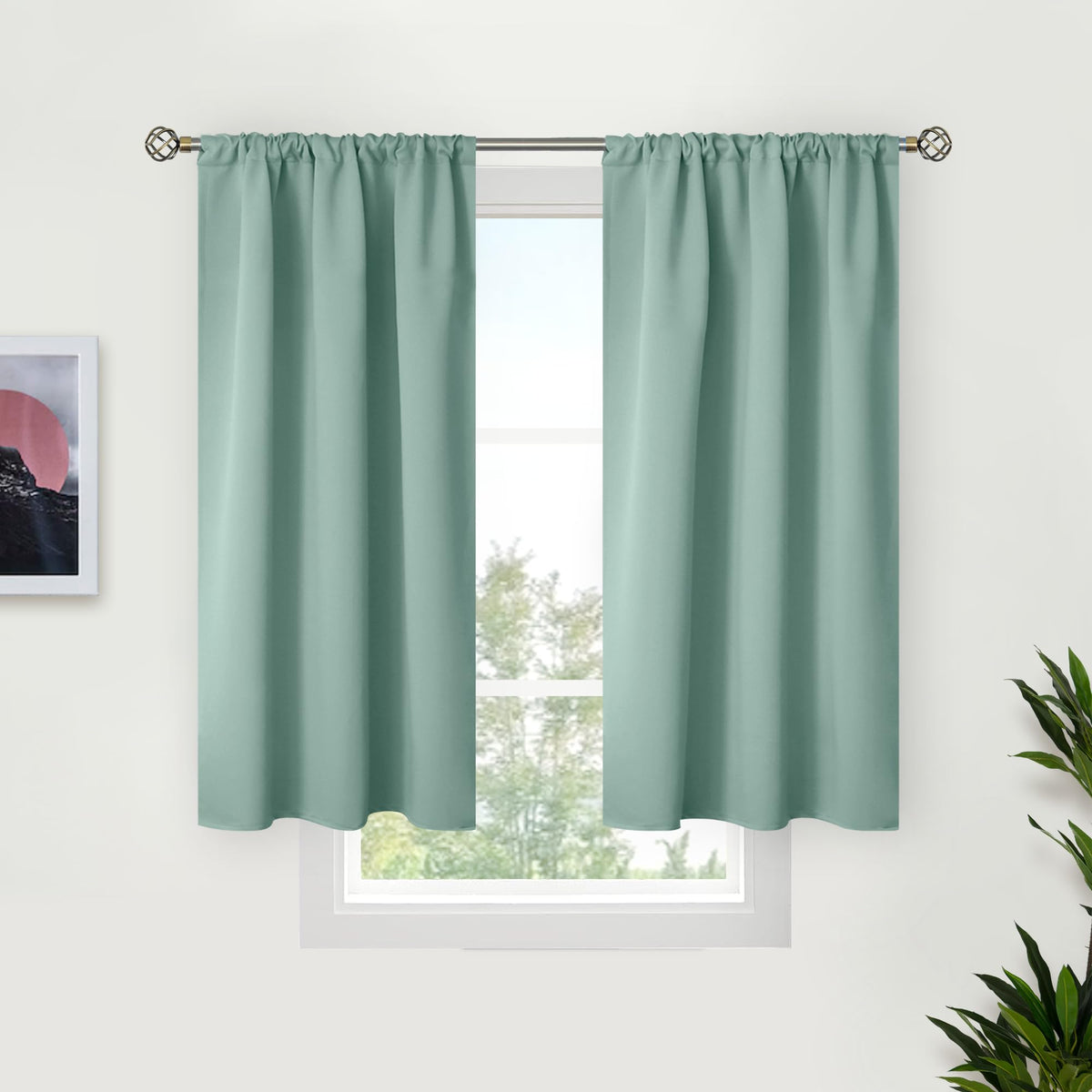 BGment Black Blackout Curtains 40 Inches Long for Kitchen Window 2 Panels