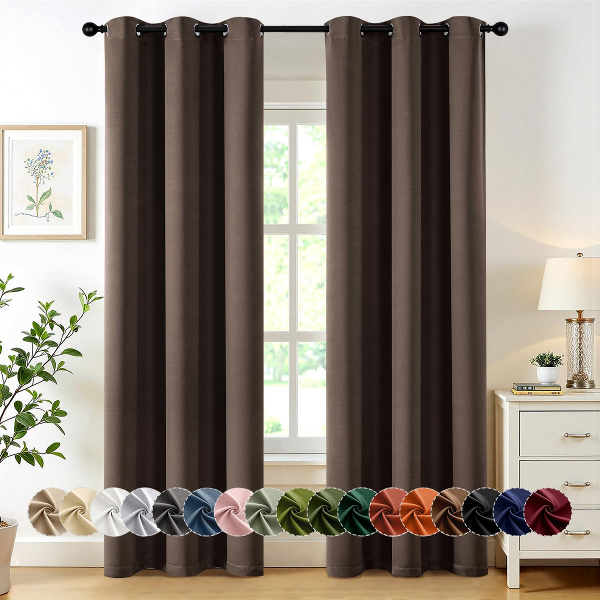 MIULEE Blackout Curtains for Bedroom 2 Panels 40 x 63 Inch Long Black
