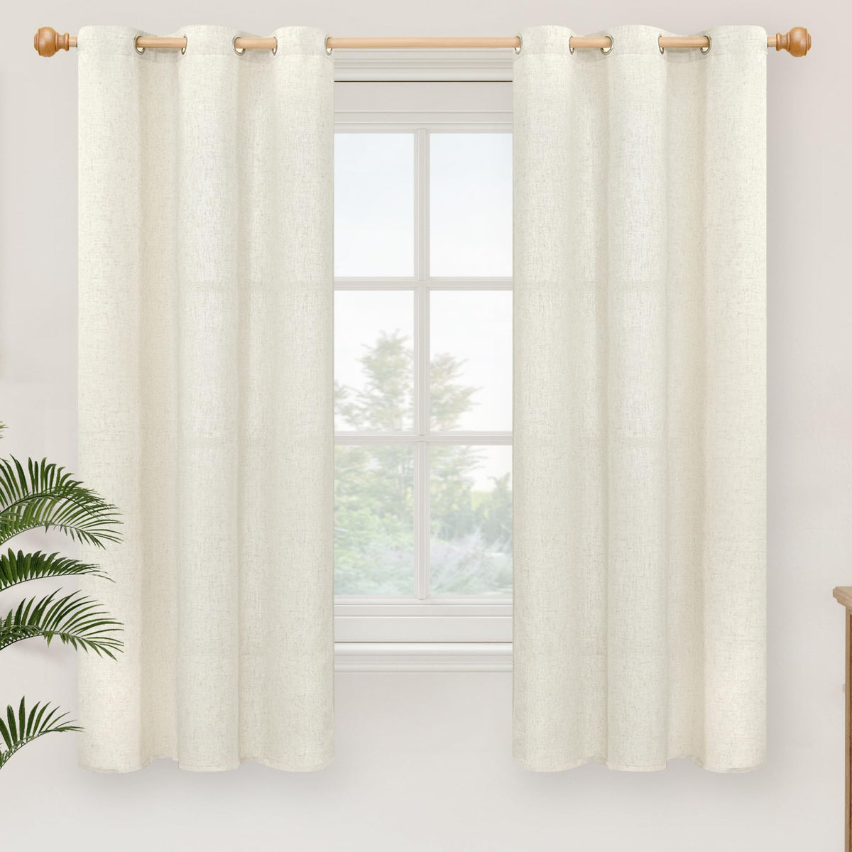YoungsTex Linen Kitchen Window Curtains 40 Inch Length 2 Panels