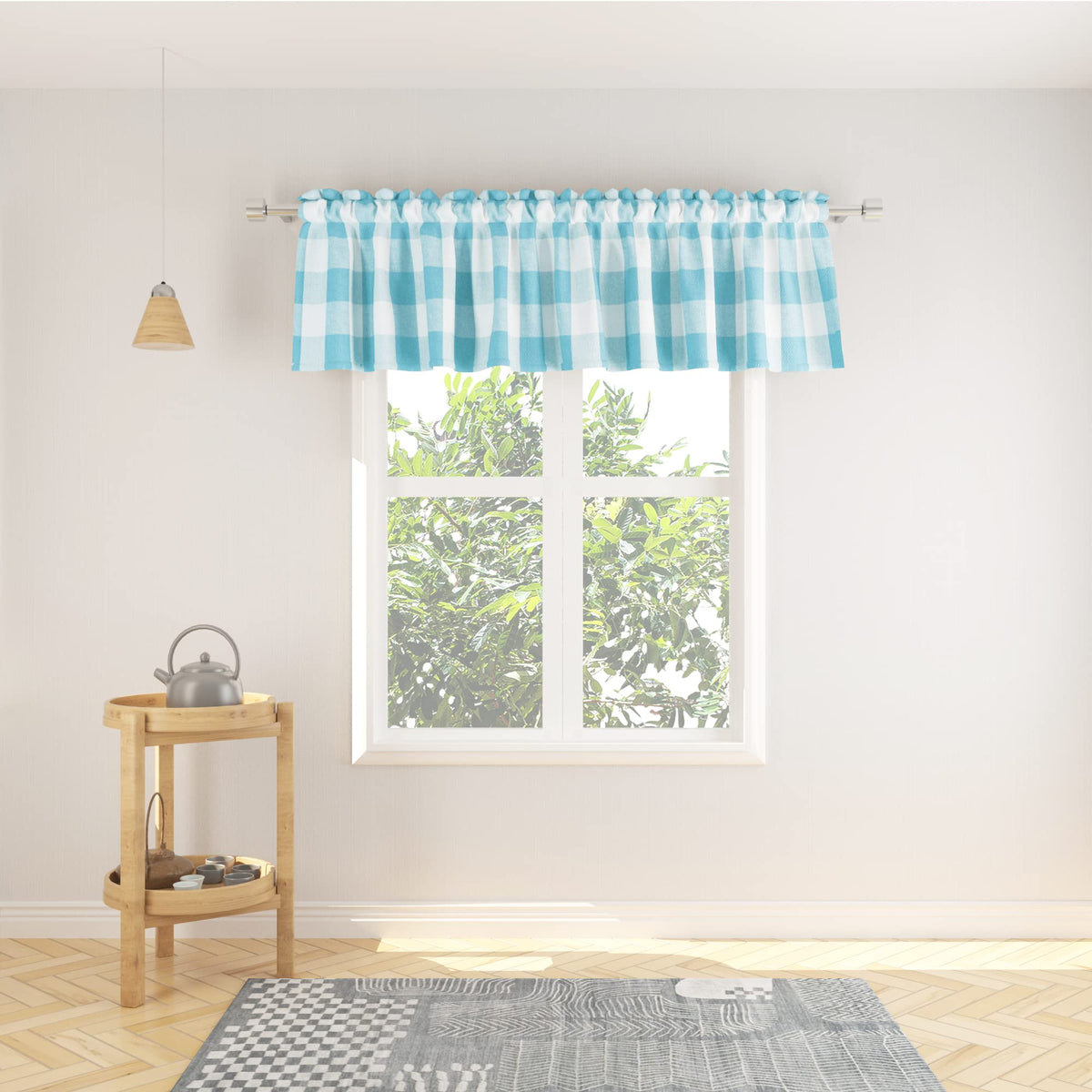 Buffalo Check Kitchen Tier Curtain 24 inches Long Plaid Gingham Rod Pocket Classic Cafe Curtains Country Farmhouse Kitchen Half Window Curtains 2 Panels Beige & White