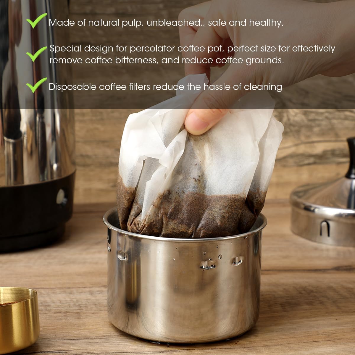 Aieve Percolator Coffee Filters, 160 Count Wrap Around Coffee Filters