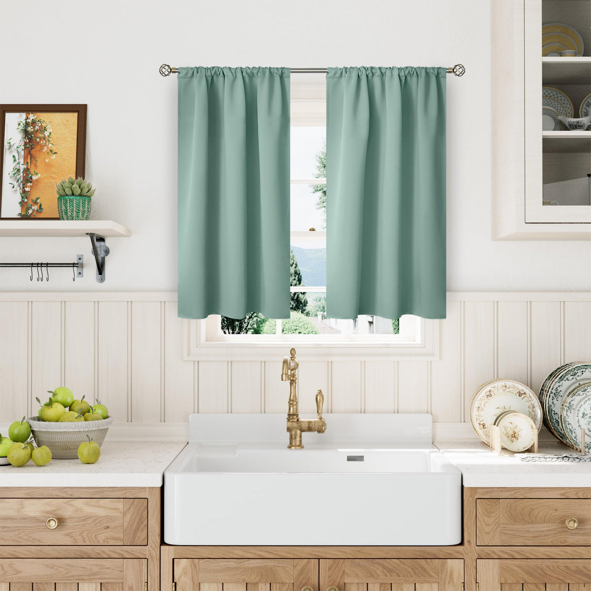 BGment Black Blackout Curtains 40 Inches Long for Kitchen Window 2 Panels