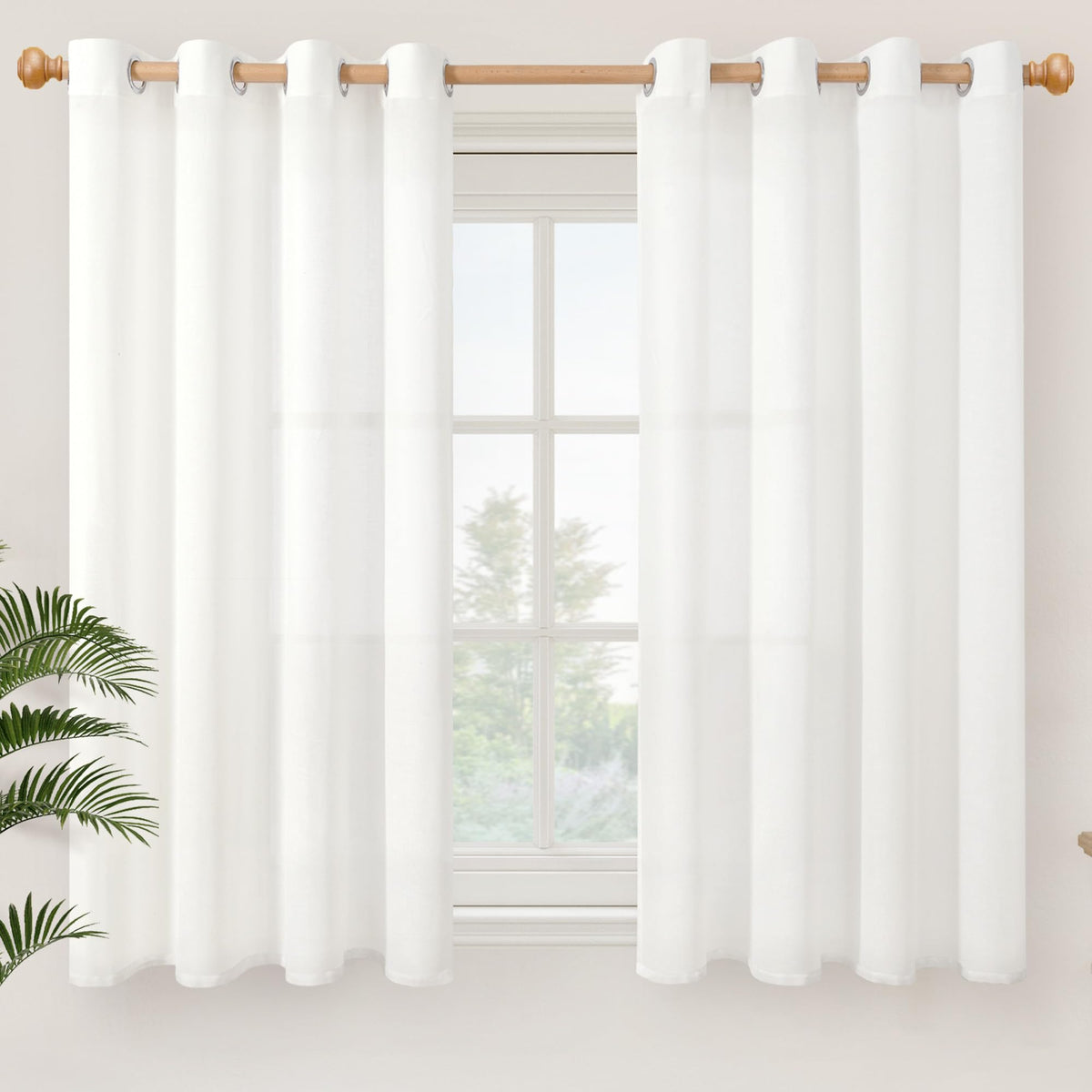 YoungsTex Linen Kitchen Window Curtains 40 Inch Length 2 Panels