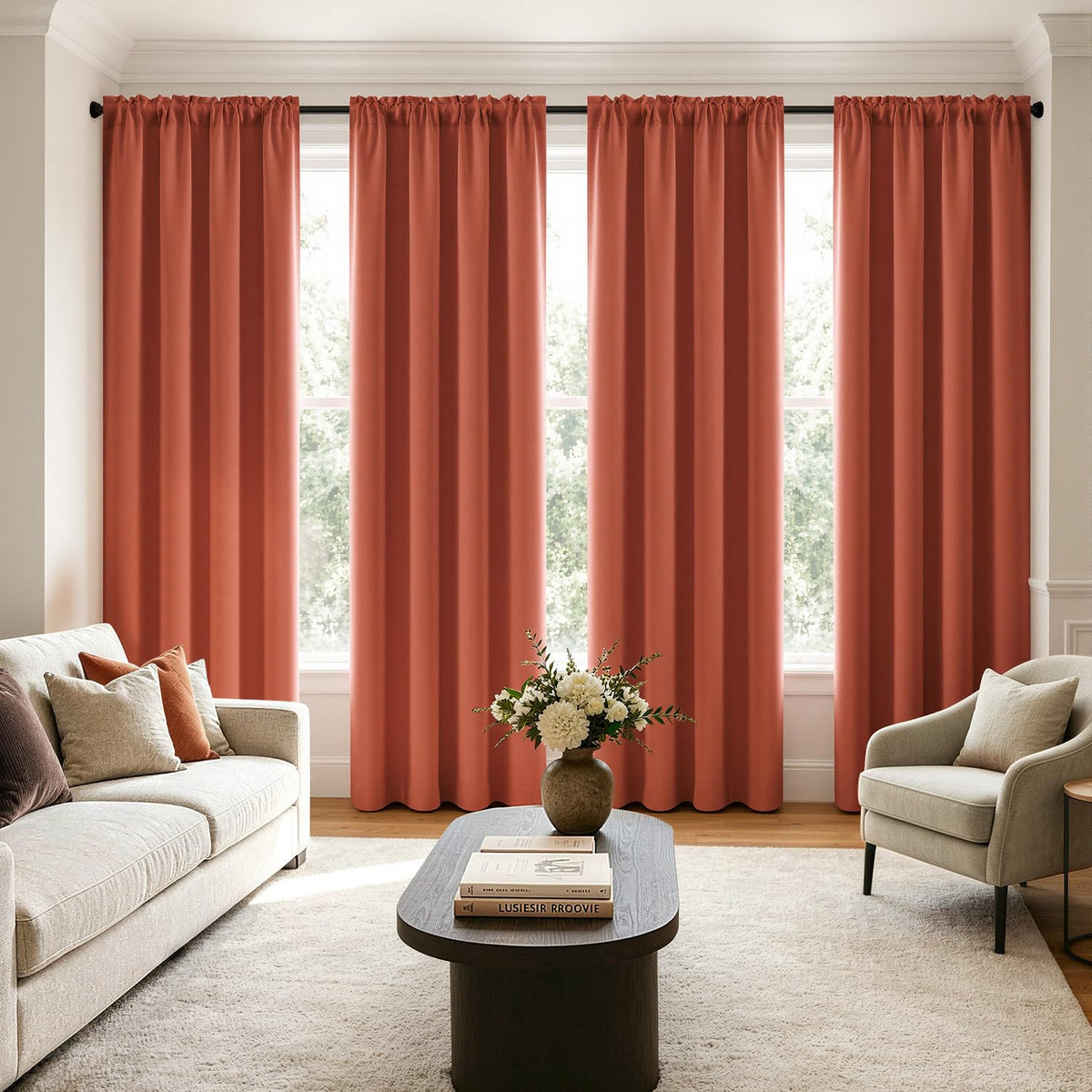 MIULEE Short 36 Inch Blackout Kitchen Window Curtain Black Set of 4 Panels