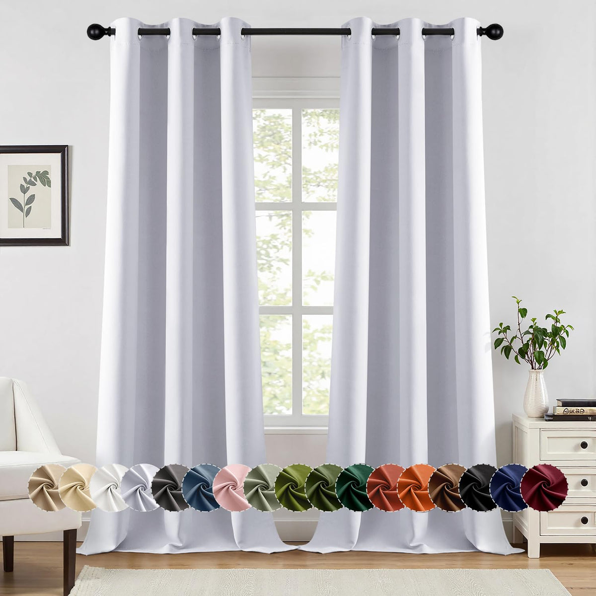 MIULEE Blackout Curtains for Bedroom 2 Panels 40 x 63 Inch Long Black