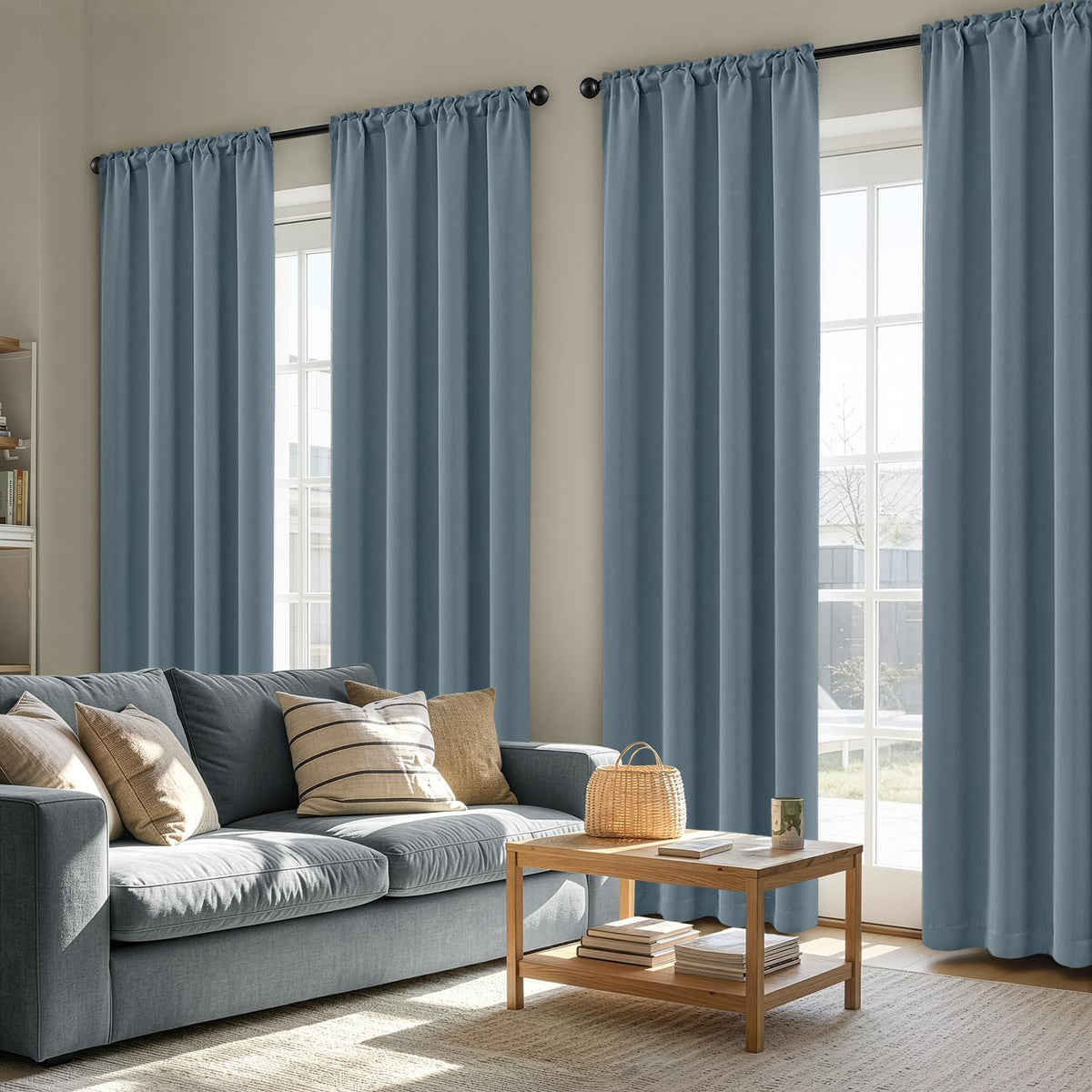 MIULEE Short 36 Inch Blackout Kitchen Window Curtain Black Set of 4 Panels